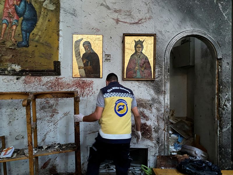 Suicide bomber attack on church in Syria kills at least 20 people